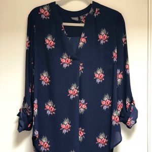 Soho Jeans floral v-neck long sleeve blouse